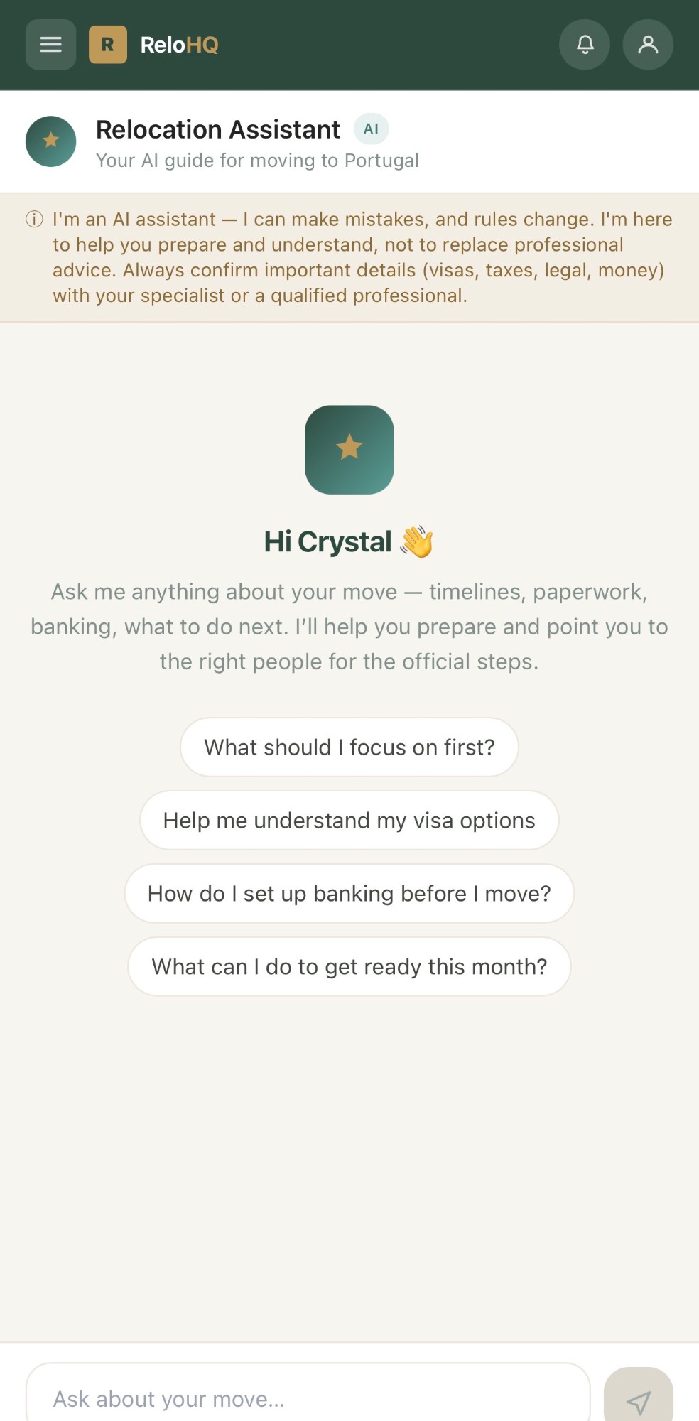 ReloHQ app — Relocation assistant
