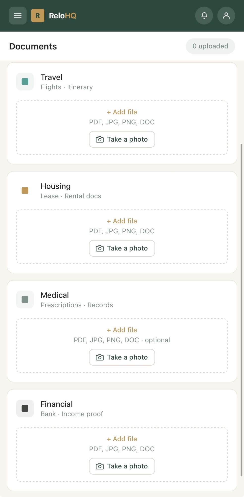ReloHQ app — Documents