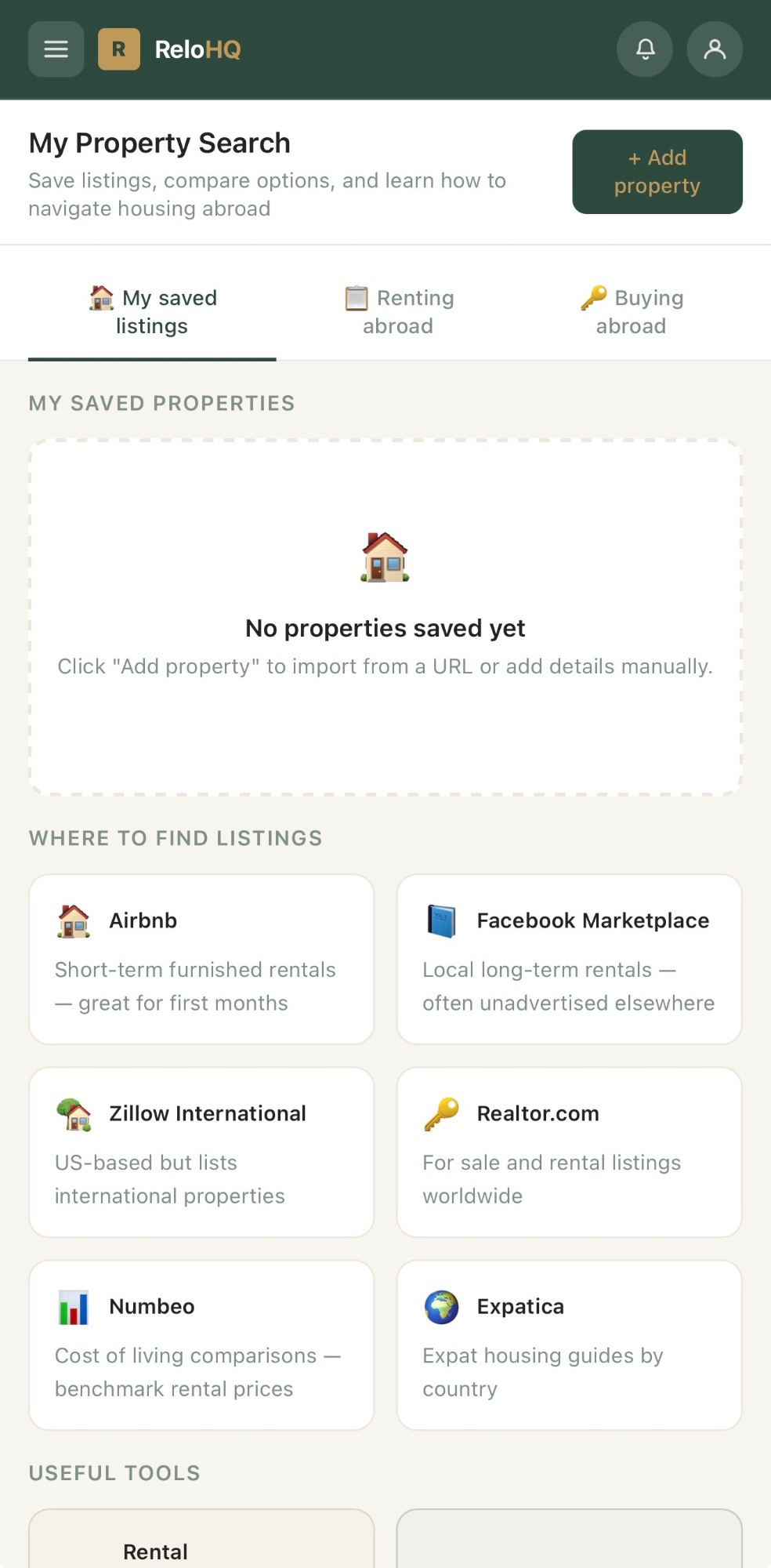 ReloHQ app — Property search